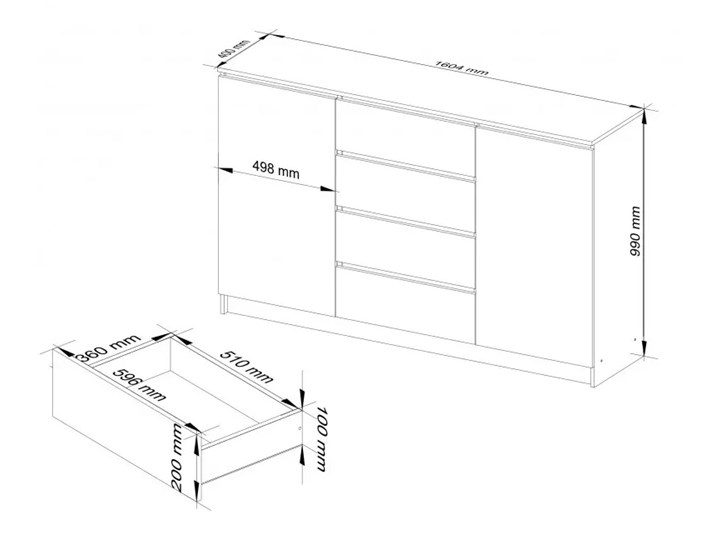 Skandynawska komoda do pokoju dziecięcego dąb sonoma - Gambi 3X Z szafkami i szufladami Szerokość 160 cm Płyta MDF Wysokość 99 cm Styl Minimalistyczny
