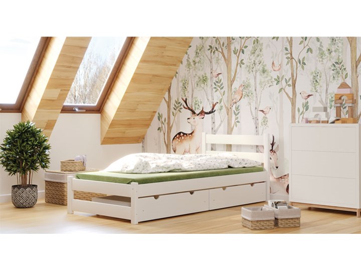 Białe nowoczesne łóżko młodzieżowe - Olda 3X 200x90 cm Płyta MDF Tradycyjne Drewno Rozmiar materaca 90x200 cm