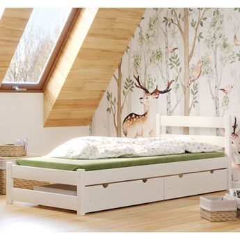 Białe młodzieżowe łóżko pojedyncze z 2 szufladami - Olda 4X 200x90 cm