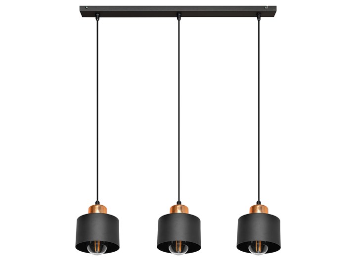 Lampa wisząca potrójna EDISON II W-L 1360/3 BK-B+BR Lampa z kloszem Metal Styl Industrialny