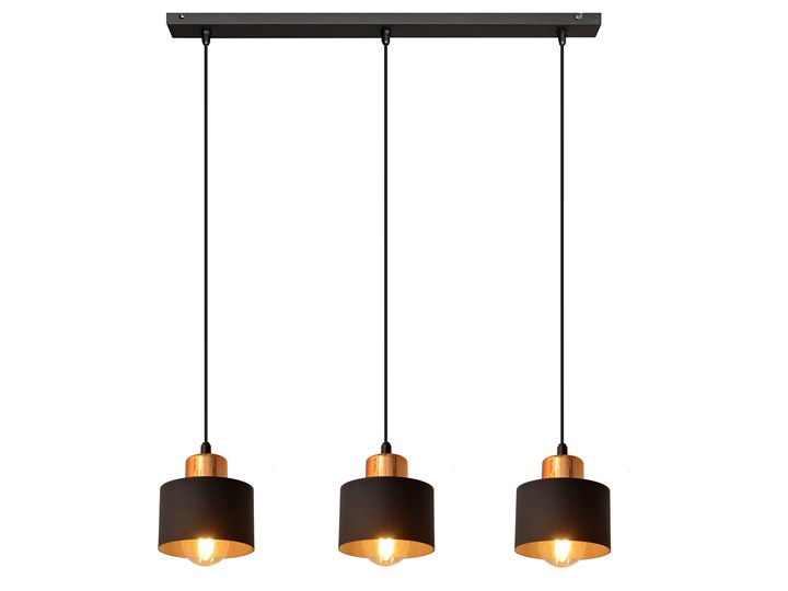 Lampa wisząca potrójna EDISON II W-L 1360/3 BK-B+BR Metal Styl Industrialny Lampa z kloszem Styl Nowoczesny