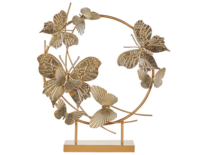 Beliani Figura dekoracyjna złota żelazo 48 cm motyle na podstawce dekoracja statuetka Metal Kolor Złoty