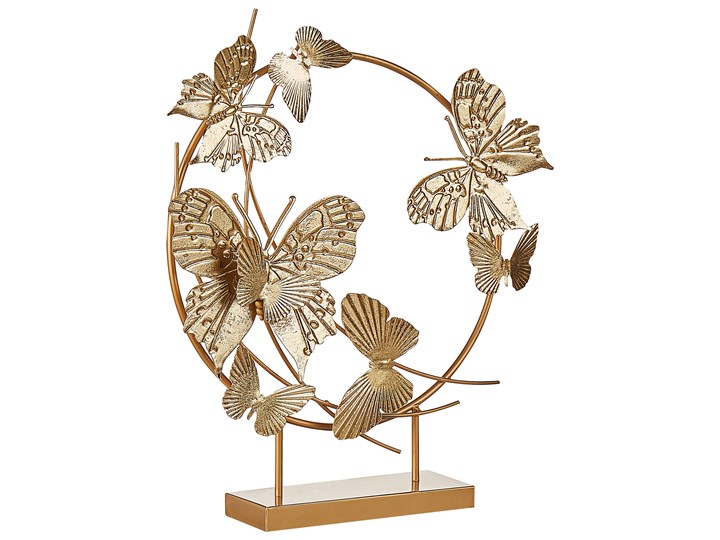 Beliani Figura dekoracyjna złota żelazo 48 cm motyle na podstawce dekoracja statuetka