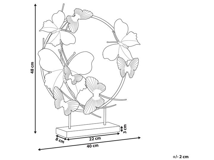 Beliani Figura dekoracyjna złota żelazo 48 cm motyle na podstawce dekoracja statuetka Kolor Złoty Metal Kategoria Figury i rzeźby
