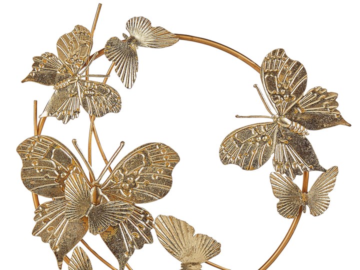 Beliani Figura dekoracyjna złota żelazo 48 cm motyle na podstawce dekoracja statuetka Metal Kategoria Figury i rzeźby