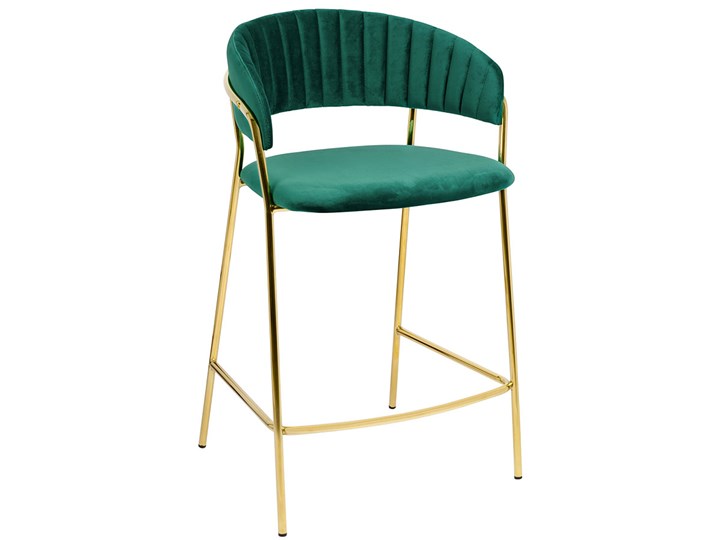 Zielony tapicerowany hoker welurowy glamour z oparciem - Piano 4X Szerokość 48 cm Pomieszczenie Kuchnia Tkanina Wysokość 91 cm Rodzaj(n) Hokery