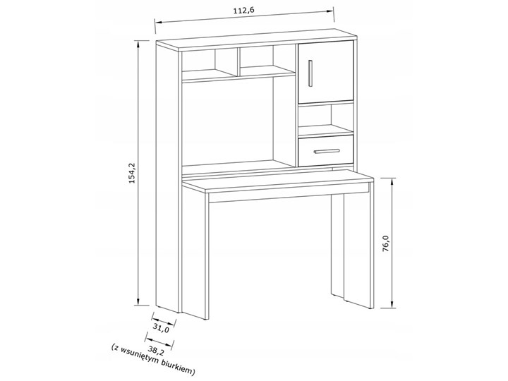 Białe rozkładane biurko z nadstawką - Tafos Stal Szerokość 112 cm Biurko narożne Płyta meblowa Drewno Pomieszczenie Biuro