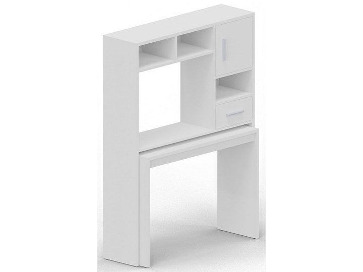 Białe rozkładane biurko z nadstawką - Tafos Płyta meblowa Stal Drewno Szerokość 112 cm Biurko narożne Pomieszczenie Biuro Kolor Biały