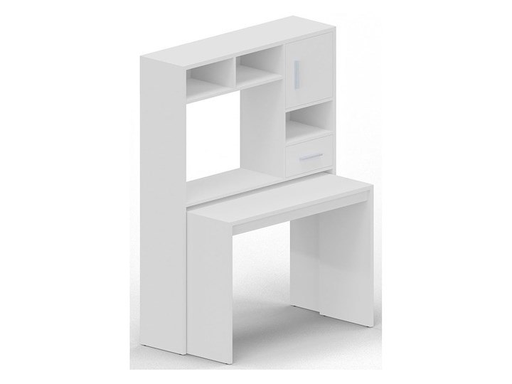 Białe rozkładane biurko z nadstawką - Tafos Drewno Szerokość 112 cm Stal Płyta meblowa Biurko narożne Pomieszczenie Biuro