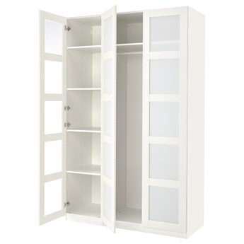 IKEA PAX / BERGSBO Kombinacja szafy, biały/szkło matowe/białe, 150x60x236 cm