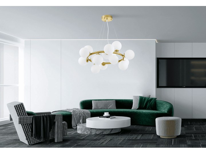 LAMPA WISZĄCA NOWOCZESNA MOSIĘŻNA MARSIADA W15 LUMINA DECO Lampa z abażurem Metal Mosiądz Szkło Lampa z kloszem Pomieszczenie Przedpokój