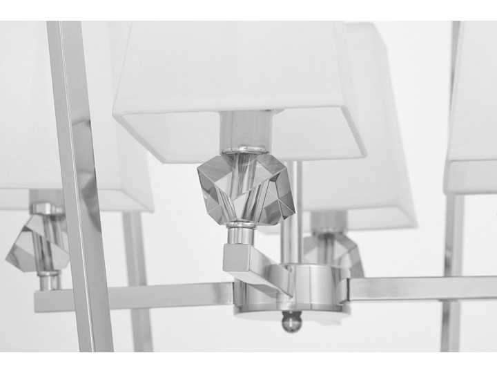 NOWOCZESNA LAMPA WISZĄCA CHROMOWANA Z BIAŁYMI ABAŻURAMI MONTERO Szkło Kryształ Metal Lampa z kloszem Tkanina Lampa z kryształkami Lampa z abażurem Ilość źródeł światła 4 źródła