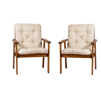 SELSEY Zestaw dwóch krzeseł ogrodowych Mccarns miodowe z beżowymi poduszkami