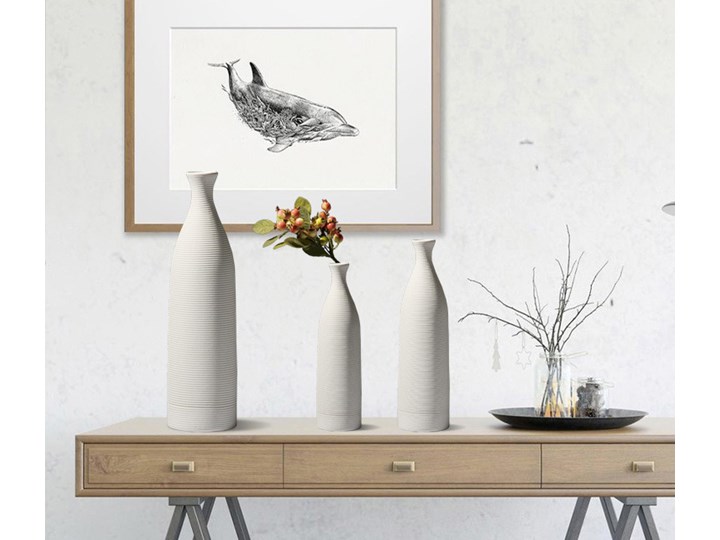 Biały Dekoracyjny Wazon Ceramiczny Wysoki Ozdobny Venice - 33cm Ceramika Kategoria Wazony