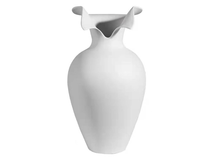 Wazon Ceramiczny Biały Dekoracyjny Paris z Ozdobnym Kołnierzem - 42cm Ceramika Kategoria Wazony
