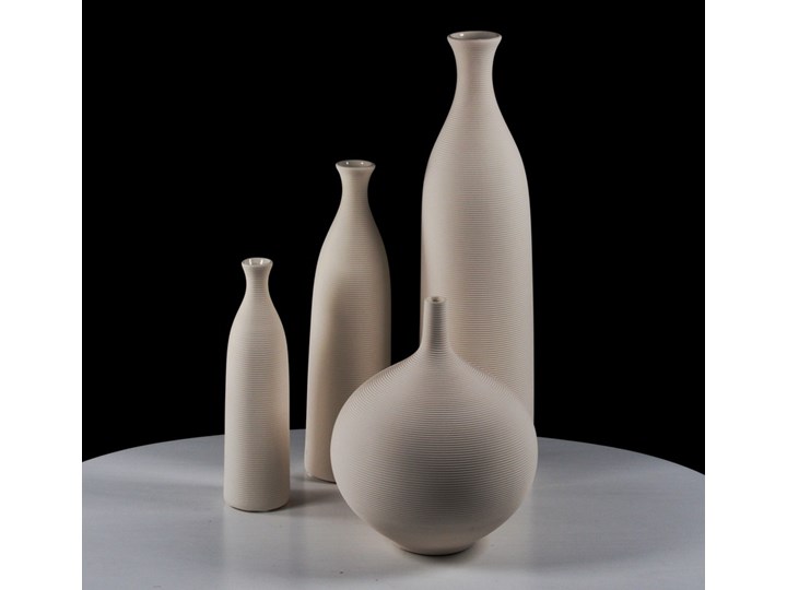 Zestaw Dekoracyjnych Wazonów Ceramicznych Białych  Ozdobnych - Kolekcja Venice - 4 sztuki Porcelana Kategoria Wazony