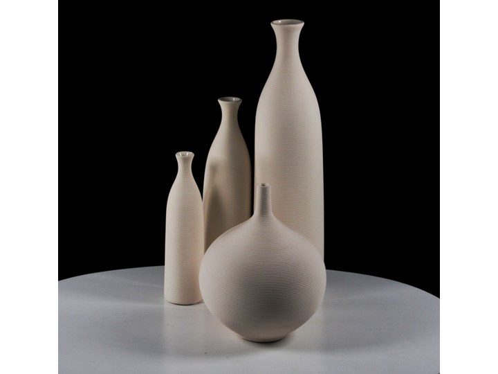 Zestaw Dekoracyjnych Wazonów Ceramicznych Białych Ozdobnych - Kolekcja Venice - 4 sztuki Porcelana Kategoria Wazony