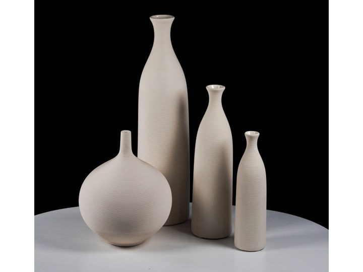 Zestaw Dekoracyjnych Wazonów Ceramicznych Białych Ozdobnych - Kolekcja Venice - 4 sztuki Porcelana Kategoria Wazony
