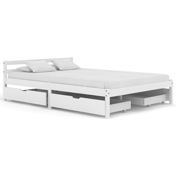 vidaXL Rama łóżka z 4 szufladami, biała, drewno sosnowe, 140 x 200 cm