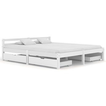 vidaXL Rama łóżka z 4 szufladami, biała, drewno sosnowe, 160 x 200 cm