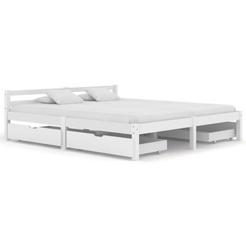 vidaXL Rama łóżka z 4 szufladami, biała, drewno sosnowe, 180 x 200 cm