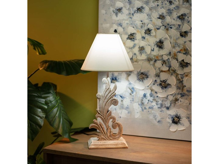 Lampa stołowa Ontario 53cm, 25 x 25 x 53 cm Kolor Biały Lampa z abażurem Drewno Funkcje Brak dodatkowych funkcji