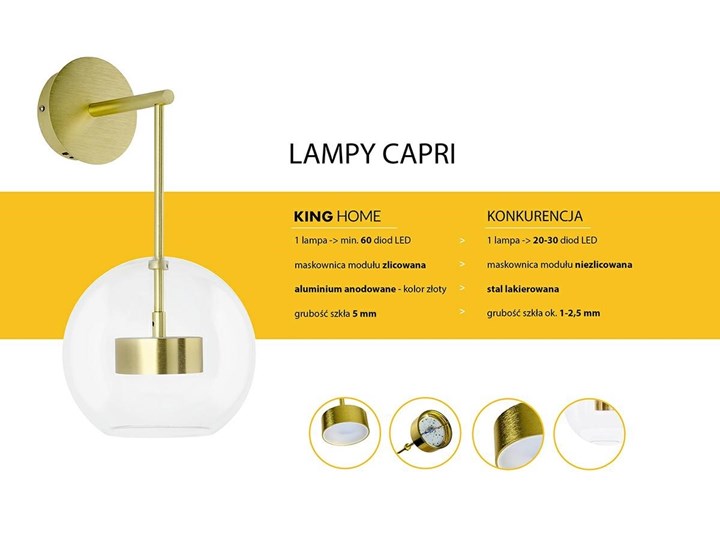 Kinkiet złoty kule /CAPRI WALL 6 - 60 LED Metal Szkło Kinkiet LED Kinkiet z kloszem Kategoria Lampy ścienne