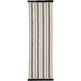 Beżowo-czarny ręcznie tkany bawełniany chodnik Westwing Collection Rita, 80 x 250 cm