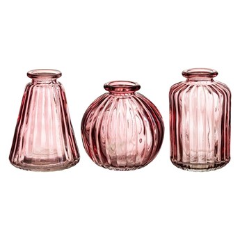 Zestaw 3 różowych szklanych wazonów Sass & Belle Bud