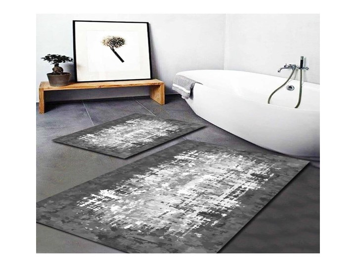 Zestaw 2 szaro-białych dywaników łazienkowych Mila Home Modern Prostokątny Poliester 60x100 cm Kategoria Dywaniki łazienkowe Kolor Szary