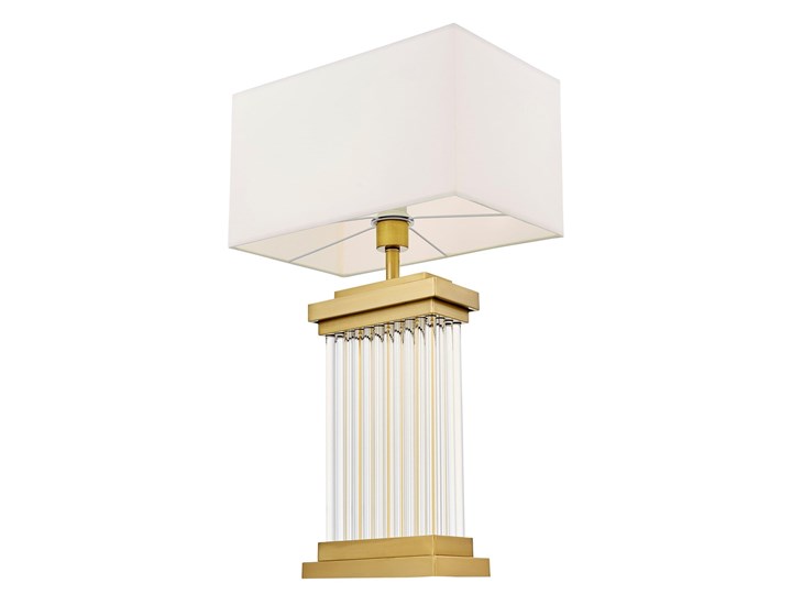 Lampa nocna Glamour biało-złota Davos Wysokość 67 cm Wysokość 23 cm Stal Lampa z abażurem Kategoria Lampy stołowe