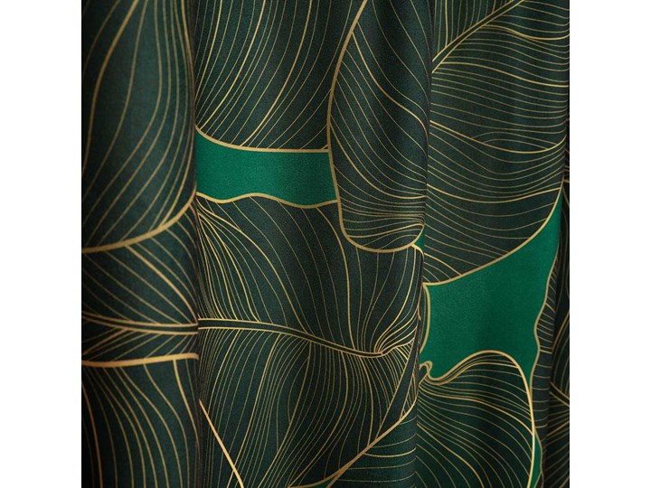 Zasłona GALLO welwetowa w zielone liście 140x250 cm - Homla Poliester Typ Zasłony gotowe