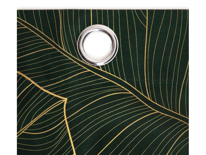 Zasłona GALLO welwetowa w zielone liście 140x250 cm - Homla Poliester Wzór Gładkie