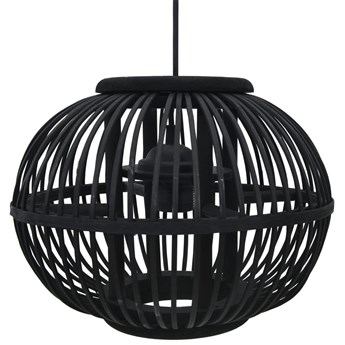 vidaXL Lampa wisząca, czarna, wiklinowa, 40 W, 30x22 cm, kulista, E27