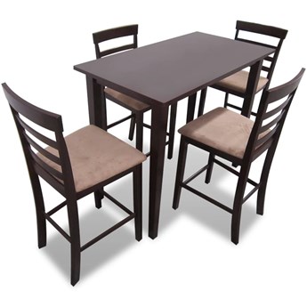 vidaXL Drewniane, brązowe meble barowe: stół i 4 krzesła