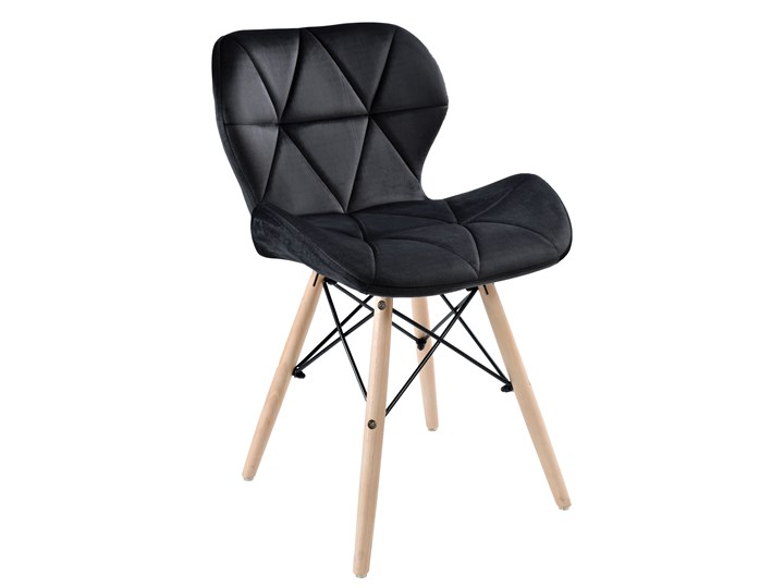Krzesło Clover welurowe czarne DSW Drewno Tkanina Wysokość 72 cm Metal Styl Tradycyjny