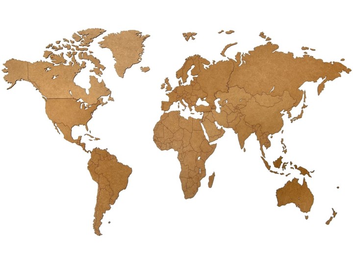 MiMi Innovations Drewniana mapa świata Luxury, brązowa, 130x78 cm Kolor Brązowy Kategoria Dekor ścienny