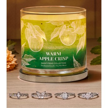 Charmed Aroma sojowa świeca zapachowa z biżuterią 12 oz 340 g Pierścionek - Warm Apple Crisp