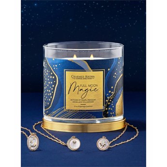 Charmed Aroma sojowa świeca zapachowa z biżuterią 12 oz 340 g Naszyjnik - Full Moon Magic