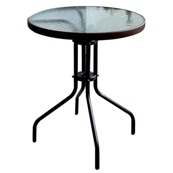 Brązowy okrągły szklany stolik ogrodowy - Razi