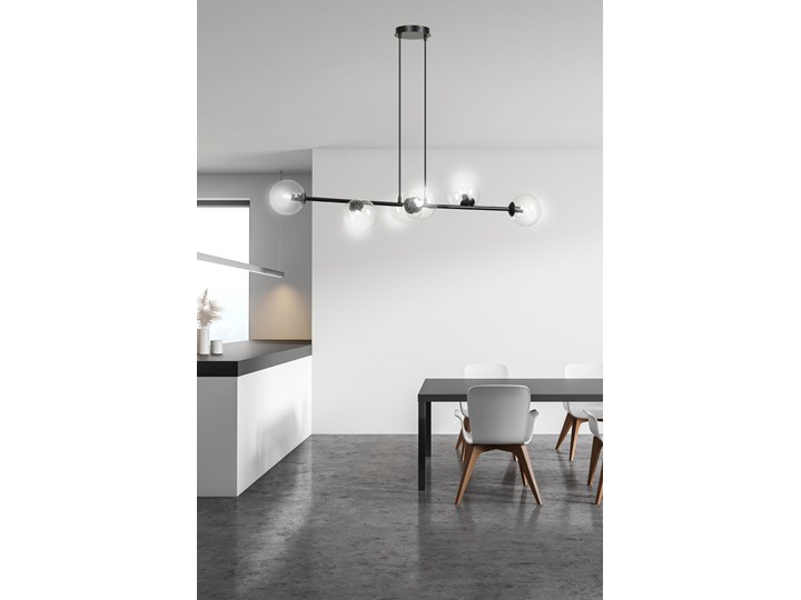 Lampa wisząca ROSSI czarna/transparentna 6-punktowa 874/6