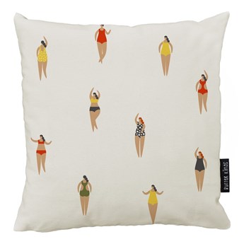 Biała bawełniana poszewka na poduszkę Butter Kings Swimming Ladies, 50x50 cm