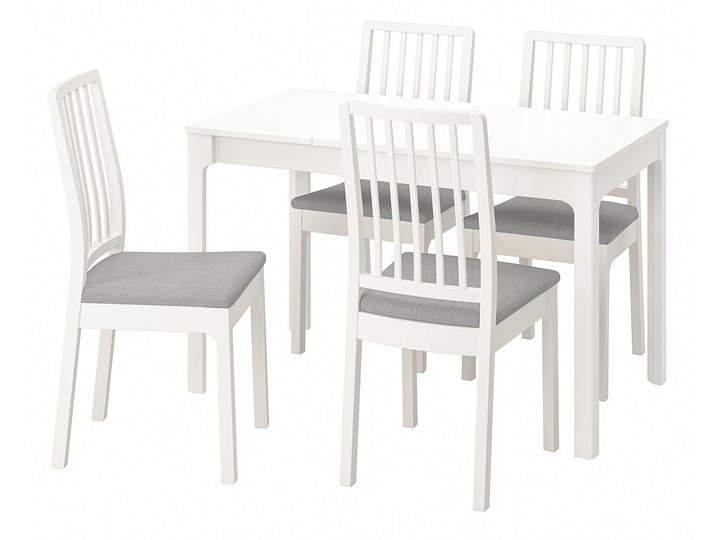 IKEA EKEDALEN / EKEDALEN Stół i 4 krzesła, biały biały/Orrsta jasnoszary, 80/120 cm