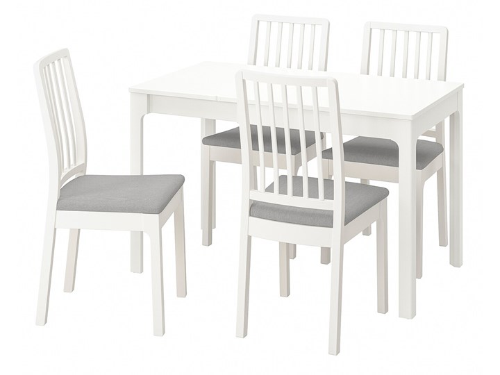 IKEA EKEDALEN / EKEDALEN Stół i 4 krzesła, biały biały/Orrsta jasnoszary, 80/120 cm Pomieszczenie Jadalnia