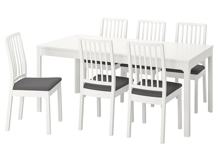 IKEA EKEDALEN / EKEDALEN Stół i 6 krzeseł, biały/Hakebo ciemnoszary, 180/240 cm Pomieszczenie Jadalnia Kategoria Stoły z krzesłami