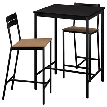 IKEA SANDSBERG / SANDSBERG Stół barowy i 2 stołki, czarny/czarny, 67x67 cm