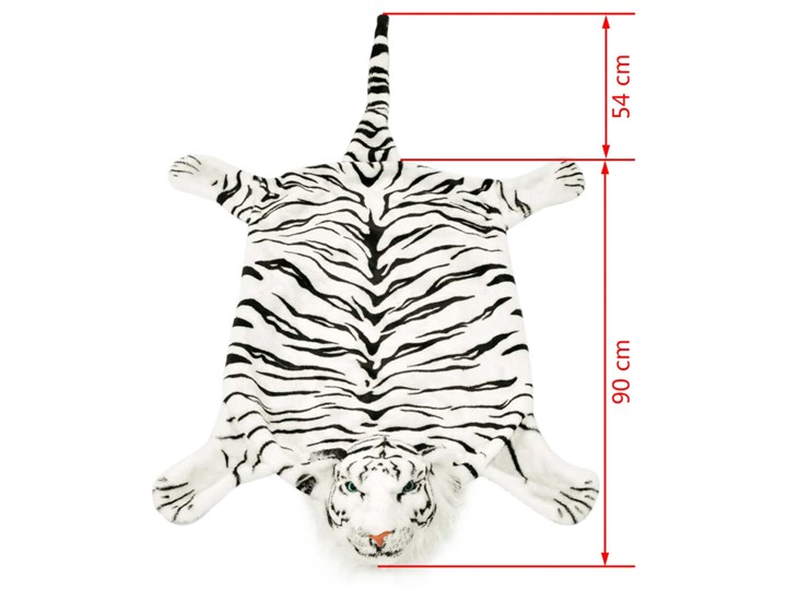 vidaXL Pluszowy dywanik - tygrys, 144 cm, biały Kategoria Dywany Kolor Czarny