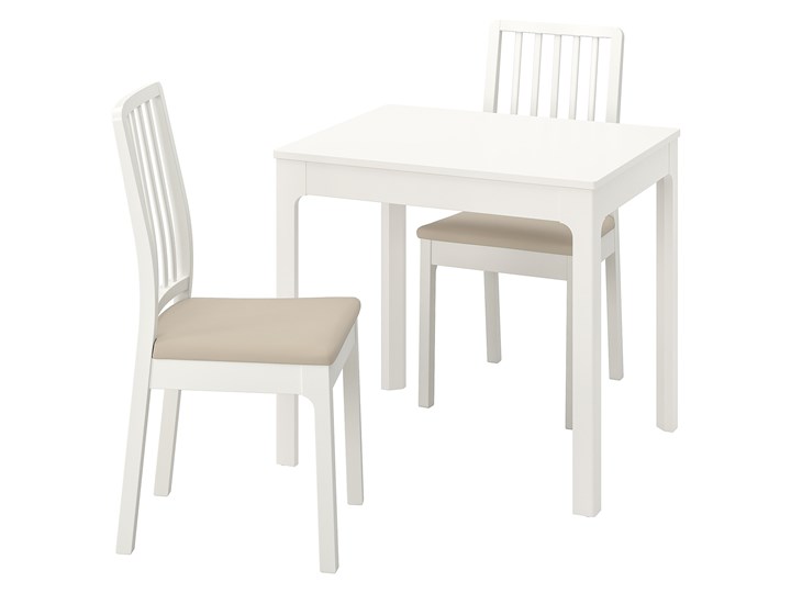 IKEA EKEDALEN / EKEDALEN Stół i 2 krzesła, biały/Hakebo beżowy, 80/120 cm