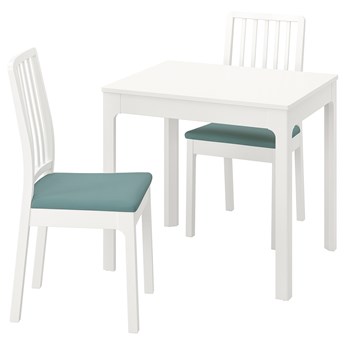IKEA EKEDALEN / EKEDALEN Stół i 2 krzesła, biały/Hakebo jasnoturkusowy, 80/120 cm