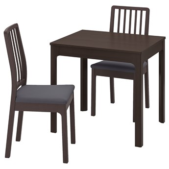 IKEA EKEDALEN / EKEDALEN Stół i 2 krzesła, ciemnobrązowy/Hakebo ciemnoszary, 80/120 cm
